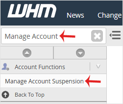 suspend and delete customer in whm