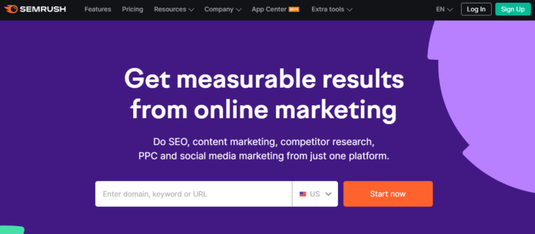 semrush home page