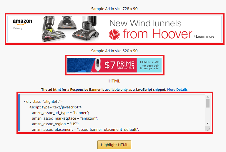 How to choose the Amazon Affiliate Banner